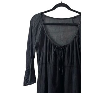 Womens Large Cover Up Dress Black Sheer Babydoll Tunic Whimsigoth Dark Cottage